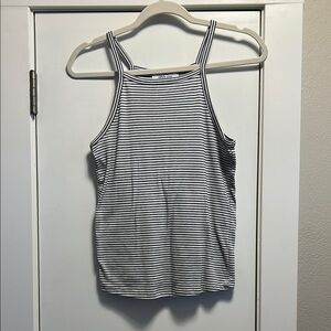 Carly Jean Los Angeles Gray and White Fitted Tank Top